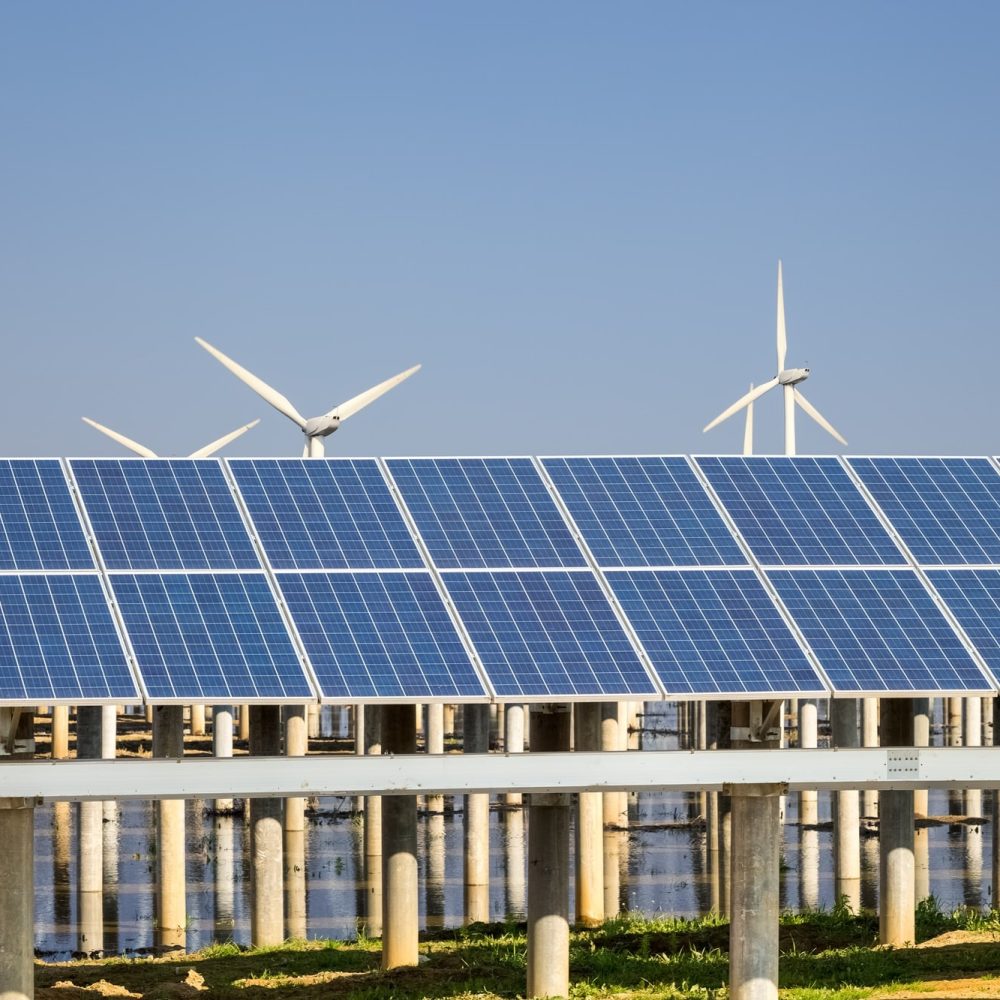 green energy against a blue sky